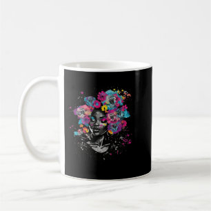 Woman Flower Hair Black History BLM Melanin Queen Coffee Mug