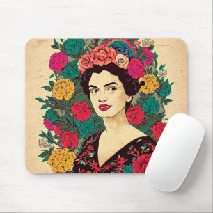 Woman flower mouse mat