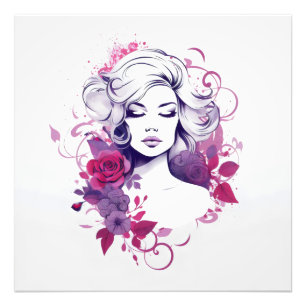 Woman Flowers Abstract Photo Print