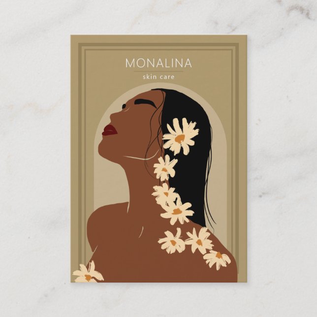 Woman Flowers Art Boho Skin Care  Business Card (Front)