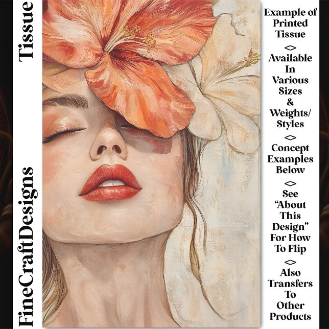 Woman & Flowers, Close Up Portrait CJ2 Decoupage Tissue Paper (Creator Uploaded)