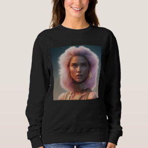 Woman Fluffy Lion Mane Pink King Fantasy Nature  W Sweatshirt