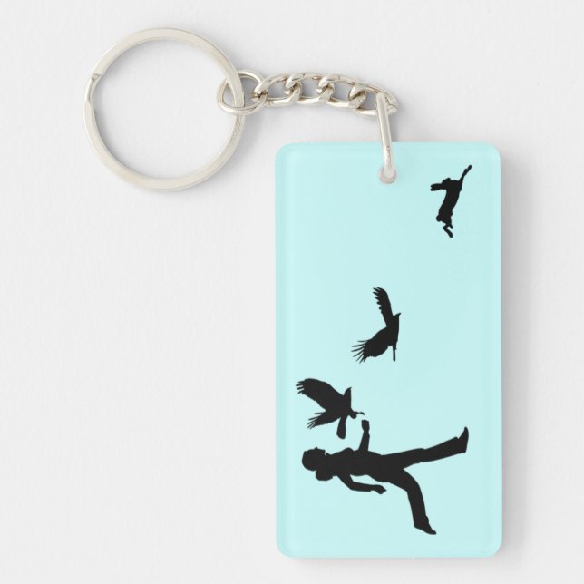 Woman Flying Harris Hawks Key Ring (Front)