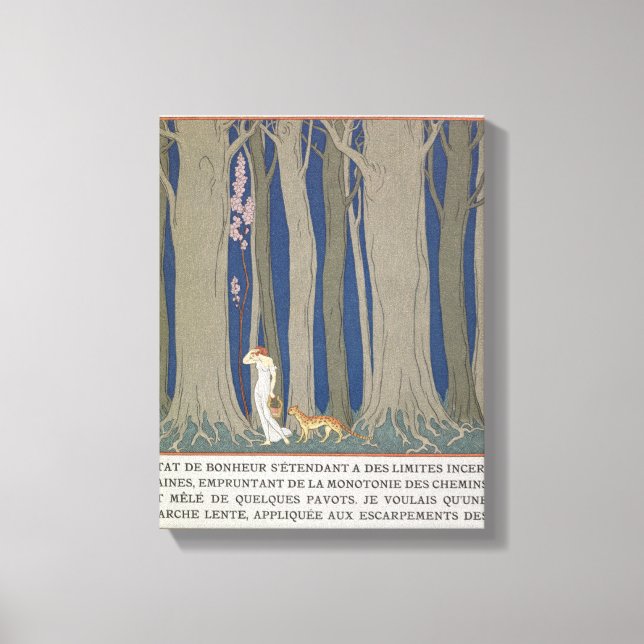 Woman followed by a Leopard, illustration from 'Le Canvas Print (Front)
