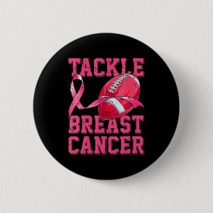 Woman Football Tackle Breast Cancer Awareness Pink 6 Cm Round Badge