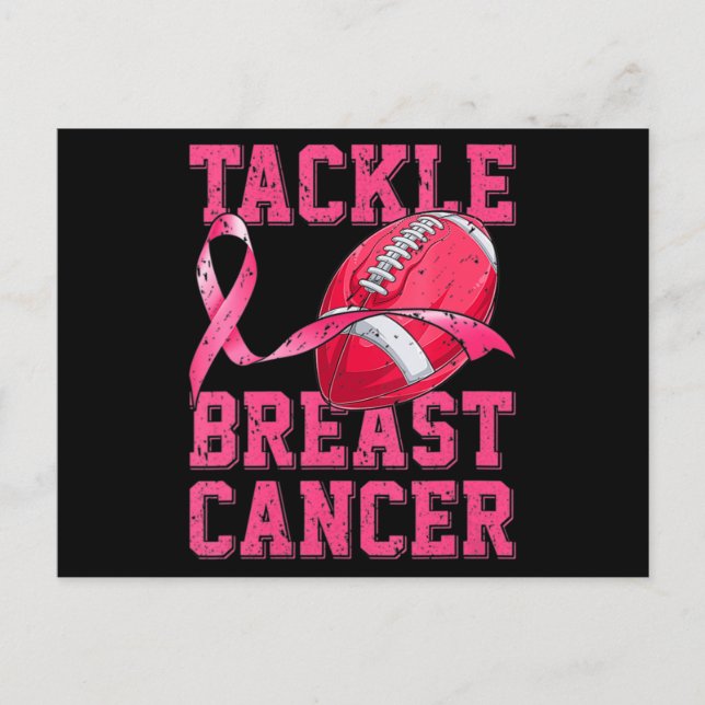 Woman Football Tackle Breast Cancer Awareness Pink Postcard (Front)