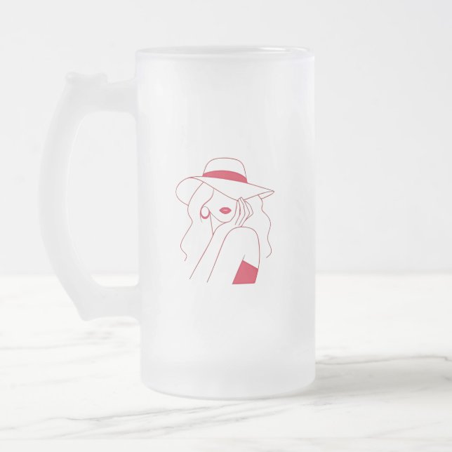 Woman Frosted Glass Beer Mug (Left)