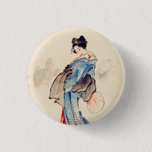 Woman Full-Length Portrait by Katsushika Hokusai 3 Cm Round Badge
