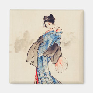 Woman Full-Length Portrait by Katsushika Hokusai Magnet