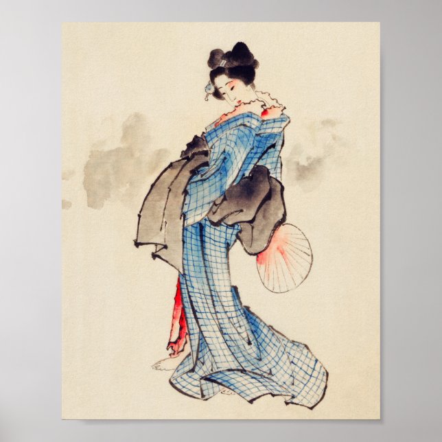 Woman Full-Length Portrait by Katsushika Hokusai Poster (Front)