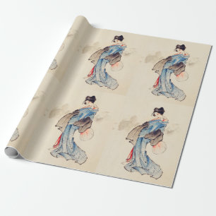 Woman Full-Length Portrait by Katsushika Hokusai Wrapping Paper