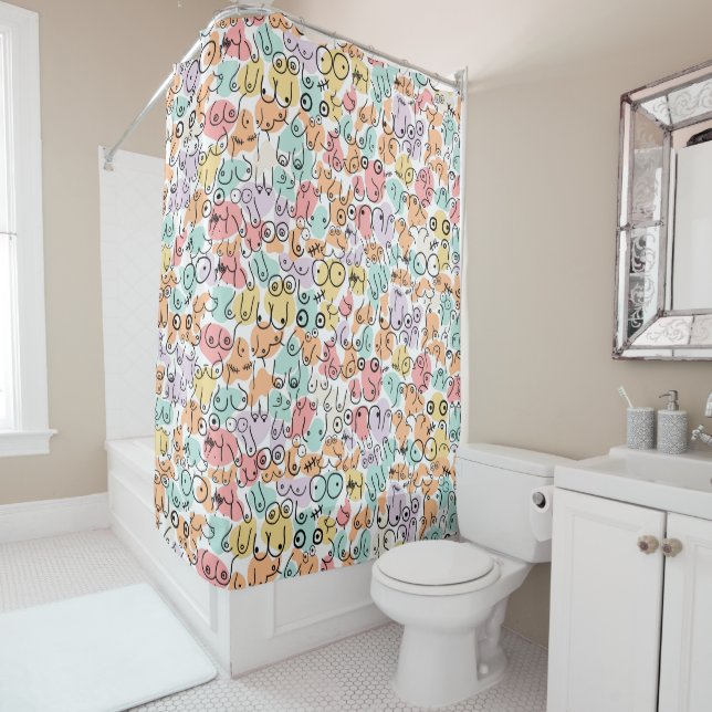 woman fun gift shower curtain (In Situ)