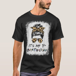 Woman Funny It's My 9th Birthday Girl Leopard Cool T-Shirt