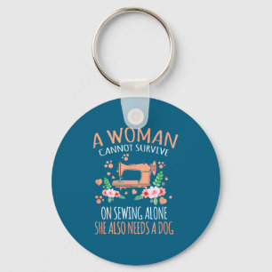 Woman Funny Sewing Quote  Key Ring