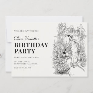 Woman gardening birthday invitation