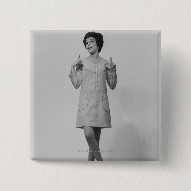 Woman Gesturing 15 Cm Square Badge (Front)