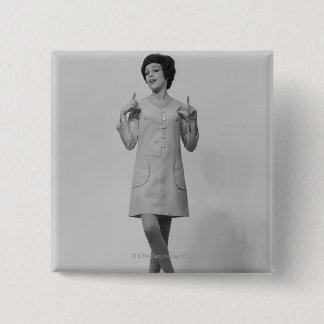Woman Gesturing 15 Cm Square Badge