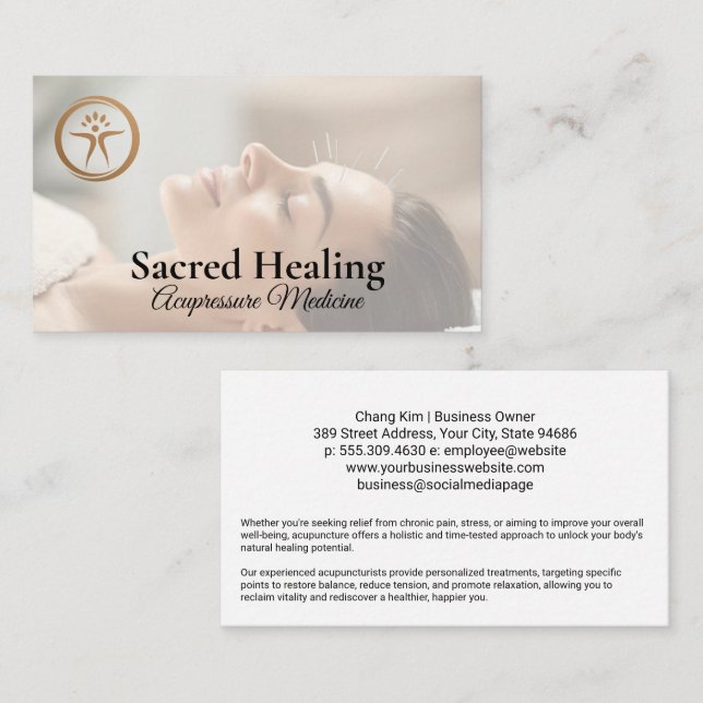 Woman Getting Acupuncture | Eastern Healing Business Card (Front/Back)