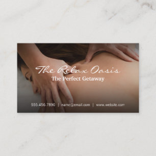 Woman Getting Back Massage Spa Business Card