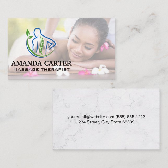 Woman Getting Massage Business Card (Front/Back)