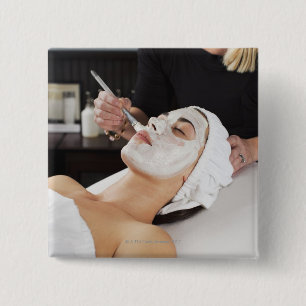 Woman Getting Spa Treatment. 15 Cm Square Badge