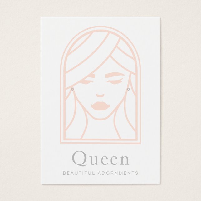Woman Girl  Face White Earring Display Card (Front)