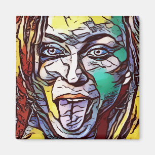 Woman Girl Graffiti Paint Art Face Eye Coloured Magnet