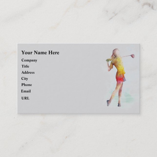 WOMAN GOLFER BUSINESS CARD (Front)