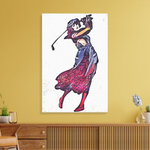 Woman golfer canvas print