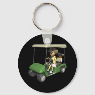 Woman Golfer Cart Key Ring