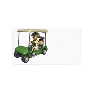 Woman Golfer Cart Label