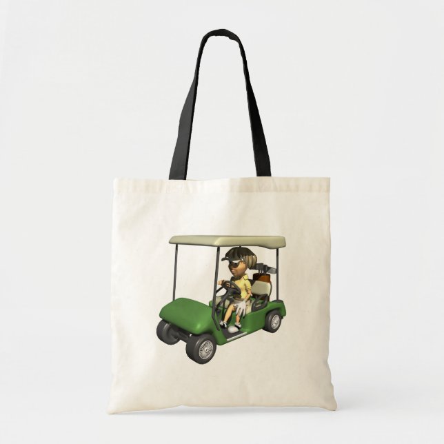 Woman Golfer Cart Tote Bag (Front)