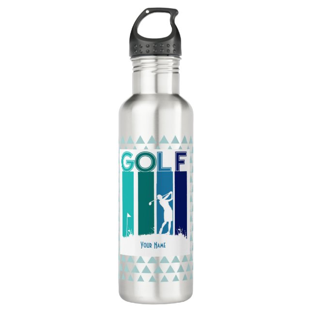 Woman Golfer Customised Water Bottle (Front)