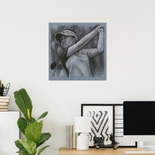 Woman Golfer Drawing - Golf Art Print