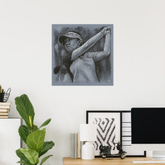 Woman Golfer Drawing - Golf Art Print