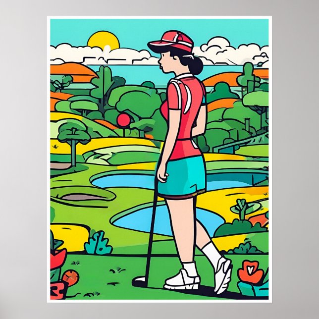 Woman Golfer- Golf Art Print (Front)