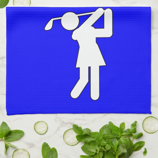 Woman Golfer - Golfing Symbol Tea Towel (Folded)