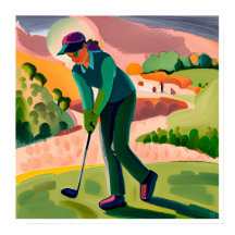 Woman Golfer Painting - Art Print
