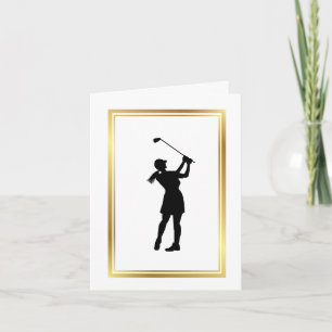Woman Golfer Silhouette Customisable Greeting Card