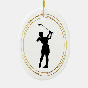 Woman Golfer Silhouette Ornament