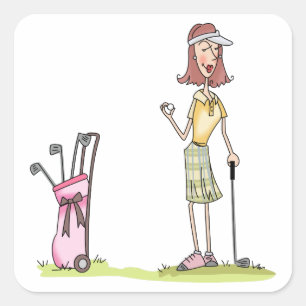 Woman Golfer Square Sticker