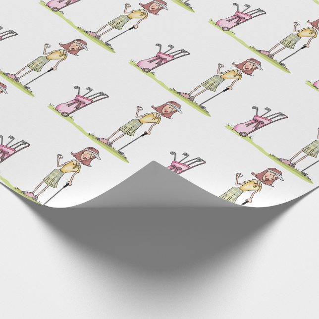 Woman Golfer Wrapping Paper (Corner)