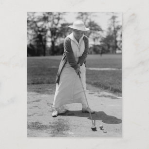 Woman Golfing, Vintage 1910s Postcard