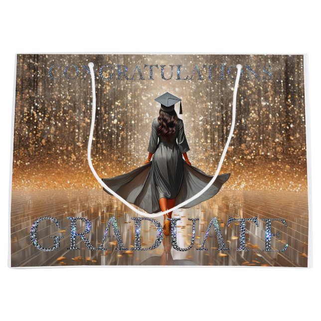 Woman Graduate Congratulations Large Gift Bag (Front)