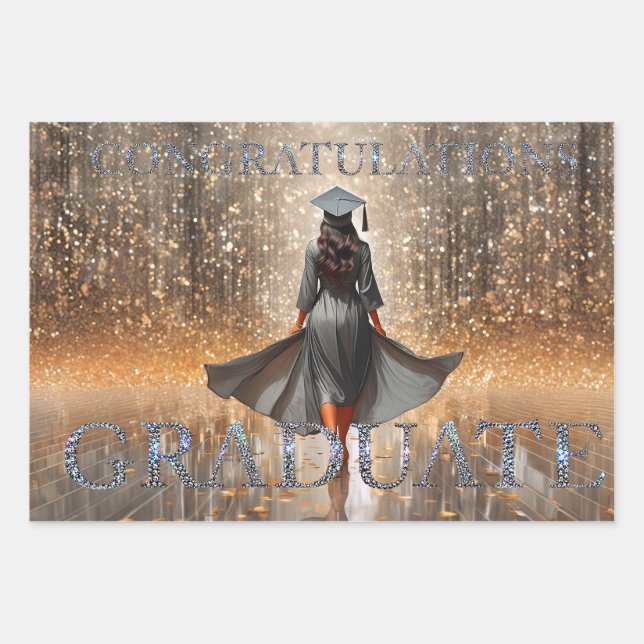  Woman Graduate Congratulations Wrapping Paper Sheet (Front)