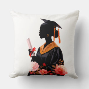 Woman Graduate Holding Diploma Cushion