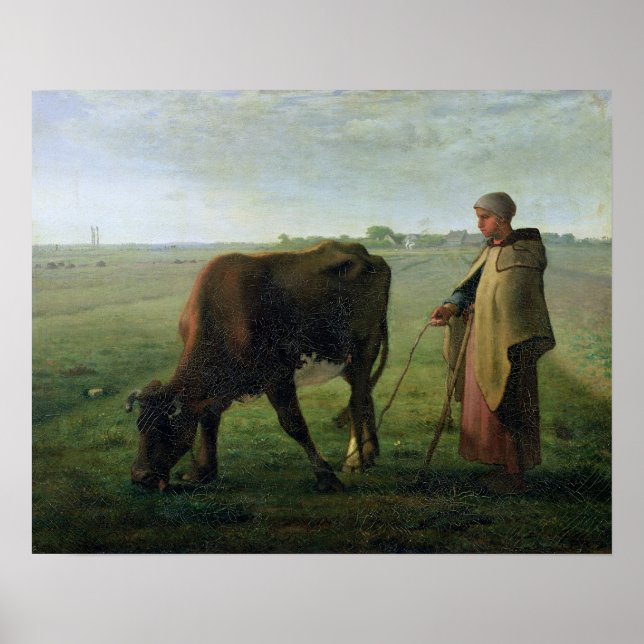 Woman Grazing her Cow, 1858 Poster (Front)