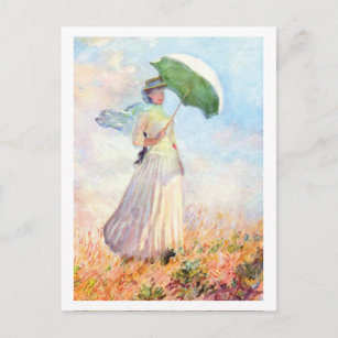 Woman Green Parasol Claude Monet Postcard