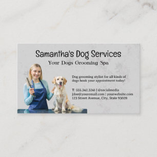 Woman Grooming Dog in Salon Business Card