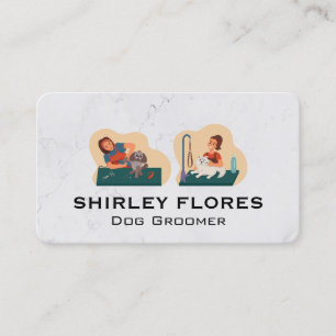 Woman Grooming Dogs Pet Care Treatment Business Card